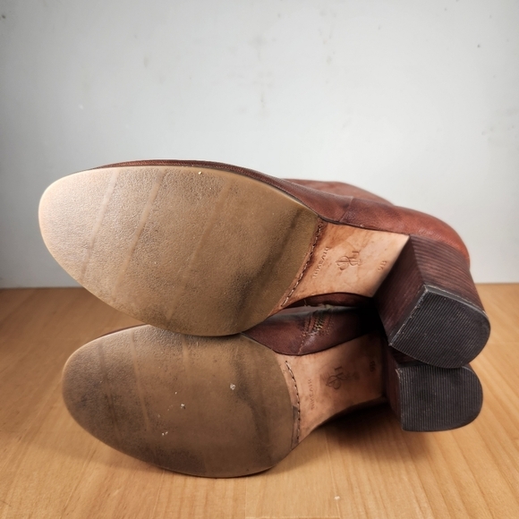 Cole Haan Nike Air Collab Boots Women's 9 Brown Leather Stacked Heel Side Zipper - Picture 10 of 14